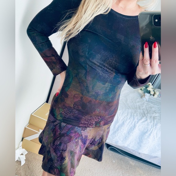 French Connection A line dress size 6 purple mix fall perfect colors - Picture 2 of 8